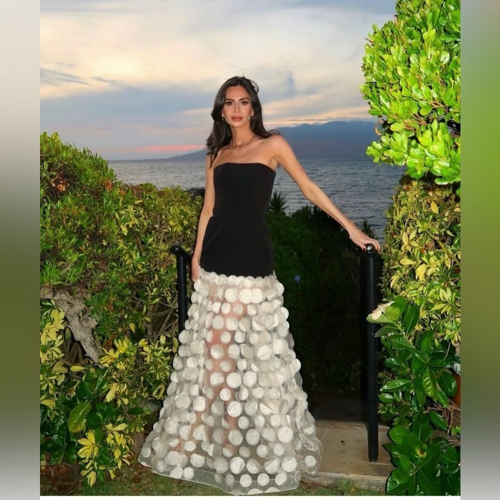 NWOT BRONX AND BANCO Harper Strapless Black and Beige Gown, wedding guest dress